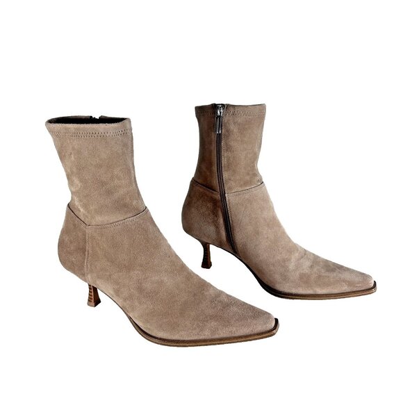 Steve Madden Stasia Women’s Boots 8.5M Beige Suede Leather Ankle Heels Boho Chic - Picture 1 of 13